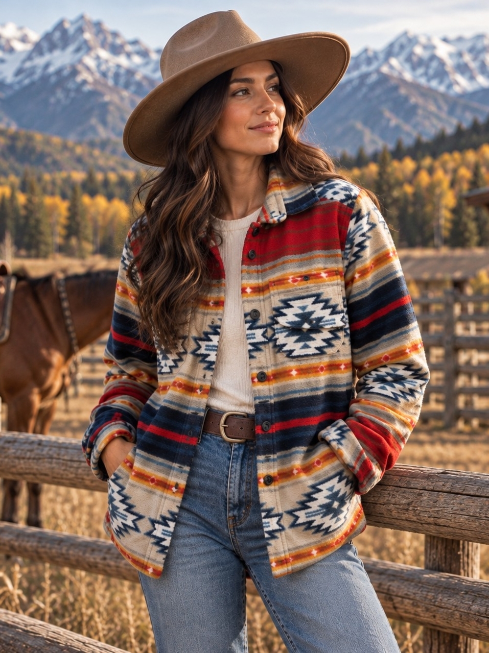 🤎 Brooklyn Cloth Southwestern/Aztec fleece shacket in men's size S! 🤎